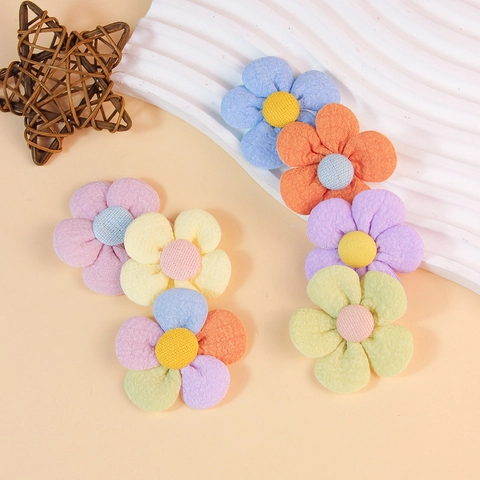 Handgefertigt Bunt 3D Stoff Blume Zubehör Polyester Fünfblättrige Floral Für Mädchen Kopfschmuck DIY Tasche Hut Dekoration