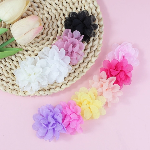 Handgefertigte Chiffon Blumen Für DIY Haarspangen Zubehör Mini Künstliche Blumen Nähen Handwerk Kleidung Dekoration Mädchen Kinder