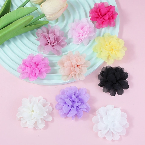 Handgefertigte Chiffon Blumen Für DIY Haarspangen Zubehör Mini Künstliche Blumen Nähen Handwerk Kleidung Dekoration Mädchen Kinder