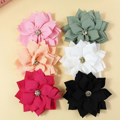 Multi Layer Chiffon Flower Rhinestone DIY Handmade Fabric Floral Accessories For Children Shoes Hats Clothes Decor