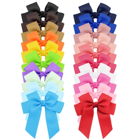 Handmade Double Layer Grosgrain Ribbon Bow Hair Clips For Kids Girls Sweet Solid Color Boutique Hairpins Daily Hair Accessories
