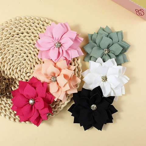 Multi Layer Chiffon Flower Rhinestone DIY Handmade Fabric Floral Accessories For Children Shoes Hats Clothes Decor