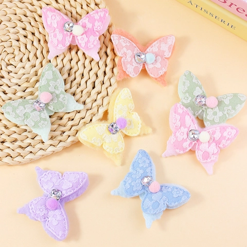 Spitze Schmetterling Applikationen 3D Stoff Schmetterling Mit Strass Bommel Für DIY Haarclips Kleidung Tasche Dekor Zubehör