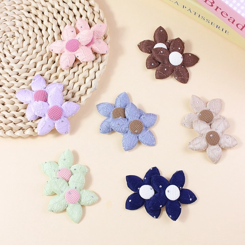 Handgefertigtes Stoff Blume DIY Zubehör Mit Strass Fünf Blütenblatt Stoff Floral Aufnäher Für Haarklammer Tasche Kleidung Dekoration