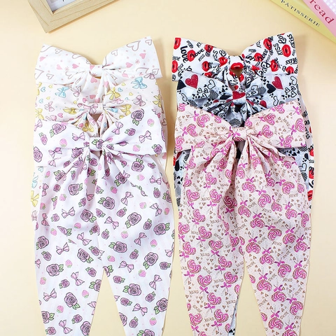 Sweet Floral Printed Polyester Bow Hair Clip With Long Streamers Handmade Fabric Hair Accessories For Women Girls Everyday