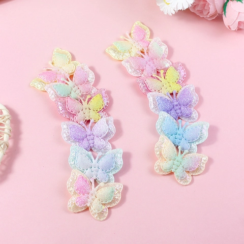 3D Stoff Schmetterling Patches Farbverlauf Glitzer Halbmanuell Stoff Applikation Für DIY Haarclips Kleidung Deko Zubehör