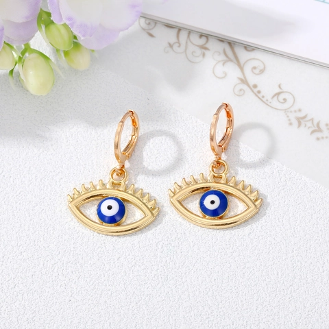 Orecchini Vintage Malocchio Per Donne Lega Color Oro Design A Ciglia Gioielli Stile Etnico Bohémien Accessorio