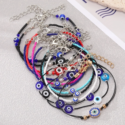 Bohemian Evil Eye Beaded Bracelet Handmade Seed Bead Adjustable Rope Handwoven Ethnic Nazar Amulet Jewelry For Women Men