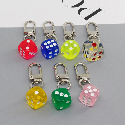 Kreativ Transparent Acryl Würfel Schlüsselanhänger Spaß Quadrat Zahl Farbig Harz Anhänger Für Tasche Schlüssel Zubehör Geschenk
