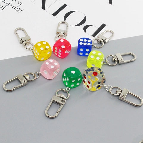 Kreativ Transparent Acryl Würfel Schlüsselanhänger Spaß Quadrat Zahl Farbig Harz Anhänger Für Tasche Schlüssel Zubehör Geschenk