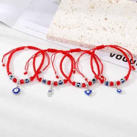 Evil Eye Red String Bracelet For Women Men Handmade Braided Adjustable Rope Hamsa Hand Heart Charm Bracelet Lucky Protection Jewelry