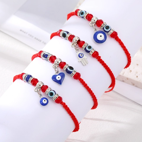 Evil Eye Red String Bracelet For Women Men Handmade Braided Adjustable Rope Hamsa Hand Heart Charm Bracelet Lucky Protection Jewelry