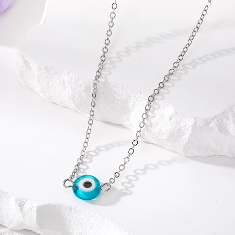 Ethnic Vintage Alloy Resin Evil Eye Pendant Necklace For Women Men Lucky Turkish Eye Round Bead Amulet Jewelry Accessory Gift