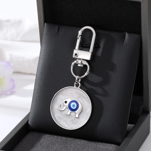 Ethnic Evil Eye Hamsa Hand Elephant Star Keychain Alloy Rhinestone Enamel Charm Pendant For Women Men Bag Accessory Jewelry