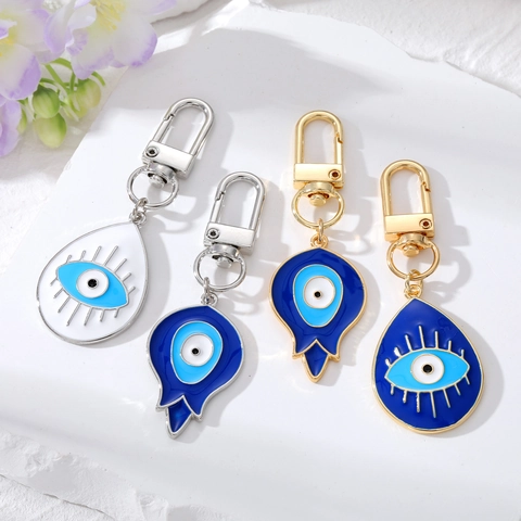 Vintage Türkisch Böser Blick Schlüsselanhänger Legierung Emaille Wassertropfen Nazar Amulett Blaues Auge Taschenanhänger Schlüsselring Geschenk