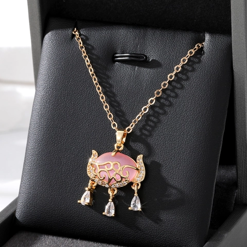 Vintage Chinese Stijl Long Life Lock Hanger Ketting Vergulde Legering Met Strass Kwastje Elegante Sieraden Voor Vrouwen