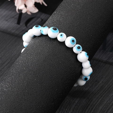 Handmade Evil Eye Beaded Bracelet Adjustable Ceramic Resin Luck Amulet Jewelry For Men Women Daily Accessory Gift
