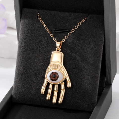 Collier Pendentif Main De Fatima Mauvais Œil Bohème Alliage Vintage Électroplaqué Chaîne Pull Déclaration Pour Femmes Hommes Bijoux