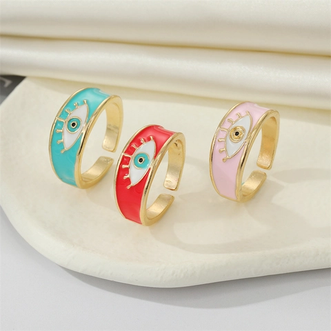 Vintage Boze Oog Verstelbare Ring Voor Dames Retro Kleurrijke Emaille Legering Open Vingerring Turks Oog Mode Sieraden Cadeau