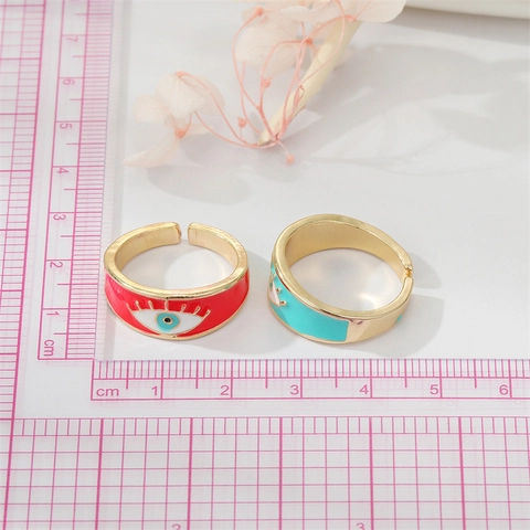 Vintage Boze Oog Verstelbare Ring Voor Dames Retro Kleurrijke Emaille Legering Open Vingerring Turks Oog Mode Sieraden Cadeau