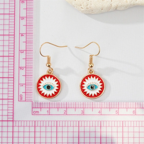 Vintage Boze Oog Hangoorbellen Voor Vrouwen Legering Verguld Zonnestraal Ronde Turkse Oog Druppeloorbellen Boho Etnische Sieraden