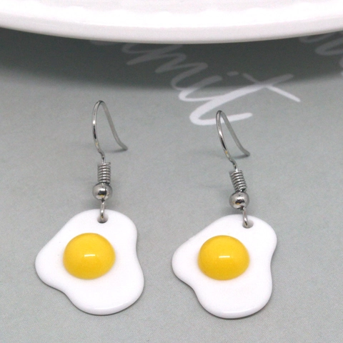 Simpatici Orecchini a Goccia in Resina a Forma di Uovo Fritto Creativi Orecchini Pendenti a Forma di Uovo Gioielli di Cibo per Donna