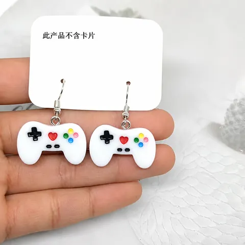 Creative Cute Game Controller Handle Resin Dangle Earrings For Women Teen Girls Fashion Geek Heart Button Gamepad Jewelry