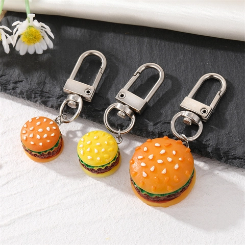 Simulation Mini Burger Schlüsselanhänger Kreative Simulation Essen Tasche Anhänger Harz Hamburger Schlüsselring Geschenk