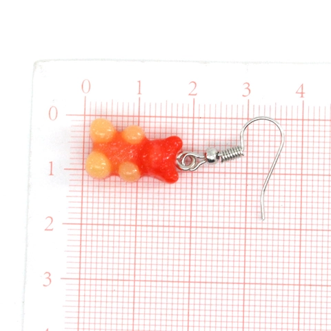 Lussuosi Orecchini Pendenti Orsetto in Resina Sfumata Carino Animale Cartone Animato Stile Gummy Per Donna Gioielli