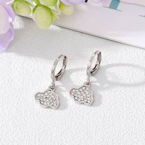 Mode Legering Strass Creolen Hart Ster Wolk Veer Hangoorbellen Voor Dames Westerse Stijl Sieraden Cadeau