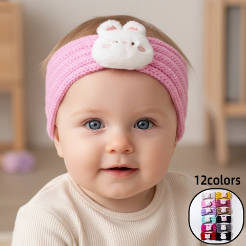 Diadema de Punto para Bebé Felpa Animal Conejo Cerdo Calentador de Orejas Invierno Para Niñas Accesorios para el Cabello