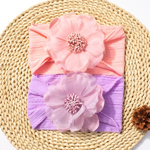 Fascia per Capelli con Fiori per Neonati Morbida Elastica in Maglia Jacquard per Bambine Accessori per Capelli Floreali Oggetti di Scena per Foto