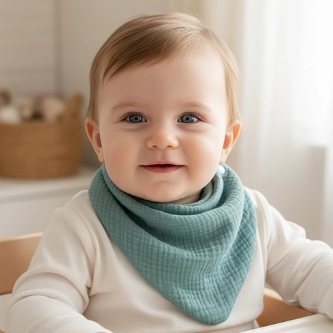 Pure Cotton Muslin Baby Bandana Bibs Soft Absorbent Infant Saliva Towel With Adjustable Snaps Solid Color Breathable Newborn Bib
