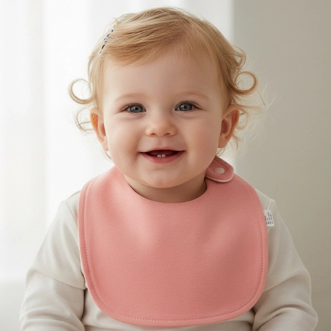 Cotton Baby U-Shaped Bib Waterproof Absorbent Saliva Towel Solid Color Snap Button For Infants Toddlers Kids Feeding Bib