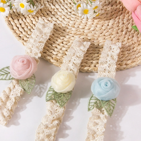 Fascia per Capelli in Pizzo con Rosa per Neonati Elastico Morbido Rete Accessori per Capelli per Neonati Oggetti di Scena Foto Quotidiano