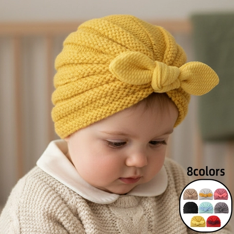 Cappello a Maglia per Neonati Poliestere Tie-dye Orecchie da Coniglio Turban per Infanti Bambini Quotidiano All'aperto Stile Occidentale Cappello con Fiocco
