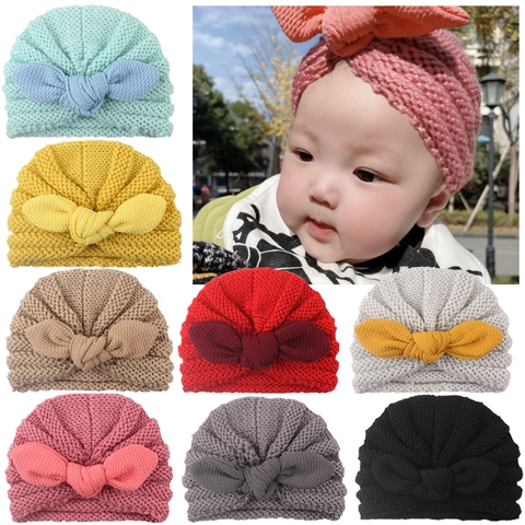 Cappello a Maglia per Neonati Poliestere Tie-dye Orecchie da Coniglio Turban per Infanti Bambini Quotidiano All'aperto Stile Occidentale Cappello con Fiocco