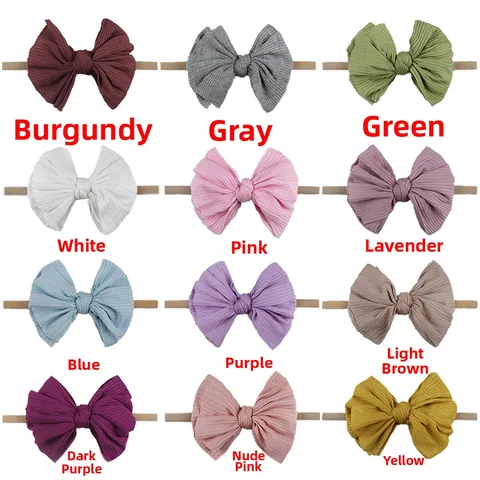 Diadema con Lazo para Bebé Suave Elástica de Nailon Acanalado para Infantes Niñas Accesorios para el Cabello Lindos