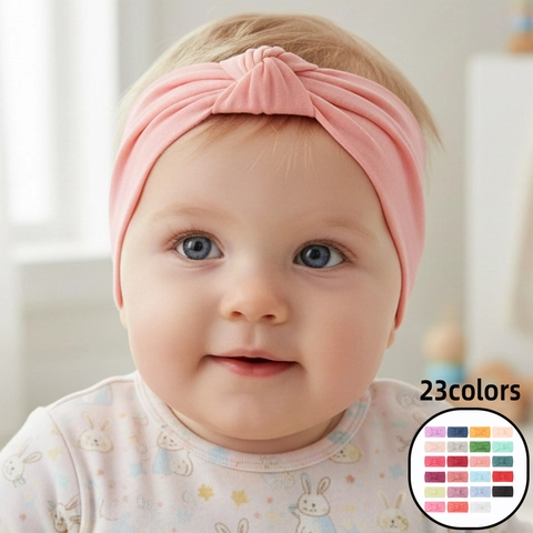 Soft Polyester Knotted Baby Headband Solid Color Double Layer Tied Hair Band For Newborn Infant Toddler Kids Photography Props Daily Accessory