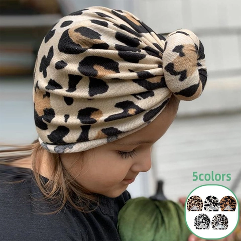 Baby Donut Knoop Tulband Hoed Zachte Warme Beanie Muts Luipaard Koe Dierentextuur Hoofdband Voor Pasgeborenen Peuters