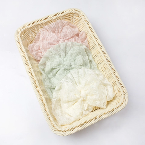 Berretto Turban in Pizzo per Neonata Traspirante con Grande Fiocco Morbido e Carino Accessori per Servizio Fotografico