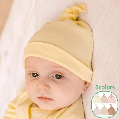 Gorro de Bebé de Modal Suave con Nudo Color Sólido Cálido Recién Nacido Infante Gorra con Nudo para Niños Niñas