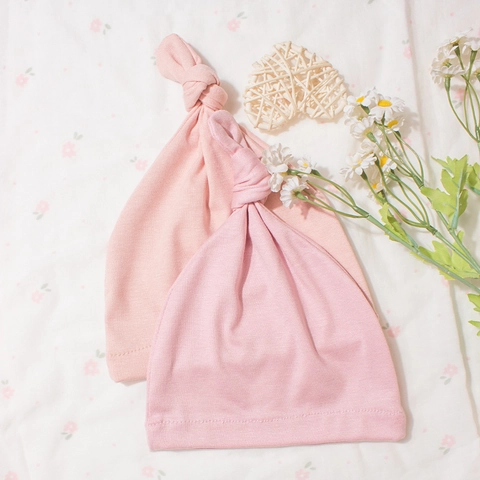 Gorro de Bebé de Modal Suave con Nudo Color Sólido Cálido Recién Nacido Infante Gorra con Nudo para Niños Niñas