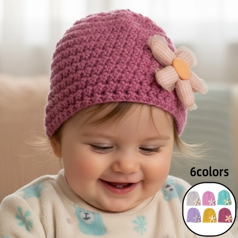 Baby Winter Strickmütze Niedlich 3D Blume Verdickte Warme Häkelmütze Für Säuglinge Kleinkinder Herbst Winter Outdoor Zubehör