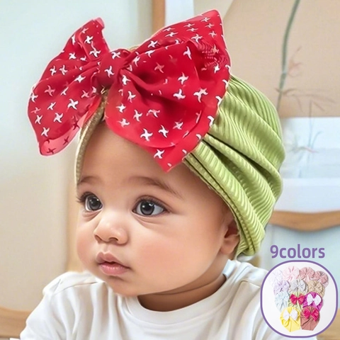 Cappello Turbante Neonato a Costine Con Fiocco in Rete Motivo Stella Argento Morbido Elastico Berretto per Neonati Bambini