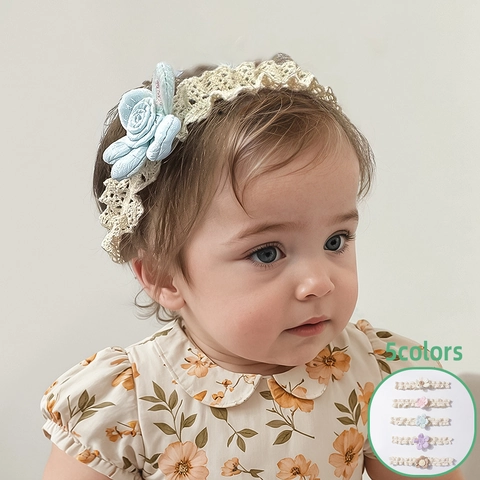 Fascia per Capelli con Fiori in Pizzo Elastico per Neonato Morbida Fascia per Capelli Dolce per Bambini Piccoli Accessori per Capelli