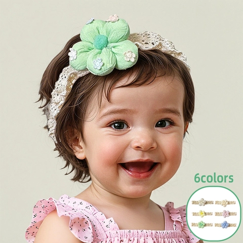 Baby Girls Lace Flower Headband Elastic Hair Band For Newborn Toddler Polyester Floral Hair Accessories Photo Props