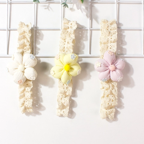 Baby Girls Lace Flower Headband Elastic Hair Band For Newborn Toddler Polyester Floral Hair Accessories Photo Props