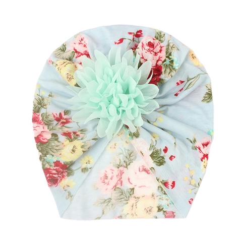 Bonnet Turbant pour Bébé à Imprimé Floral avec Grande Fleur 3D en Polyester Doux Couvre-chef pour Nouveau-nés Filles