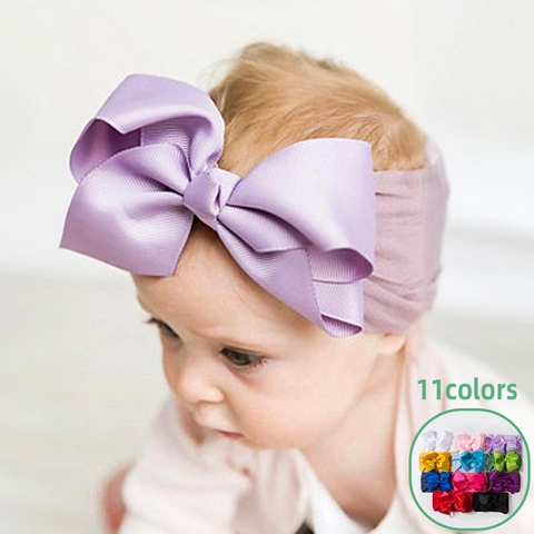 Fascia per Capelli da Neonata Morbida ed Elastica Con Fiocco in Grosgrain Turbante Carino Accessorio per Capelli